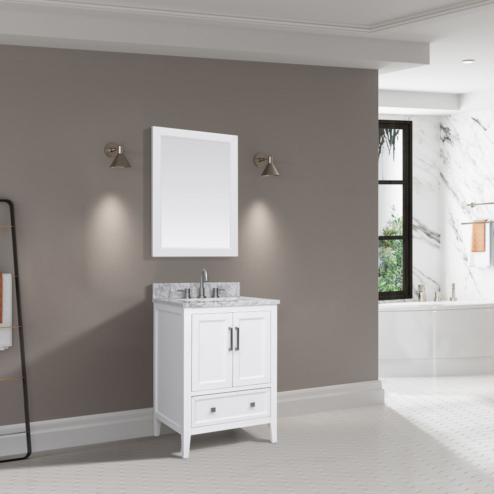 Avanity Everette 24" Vanity Combo in White and Carrara White Marble Top