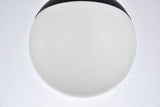 Midcentury Modern Black And Frosted White 1-Light <br>Flush Mount