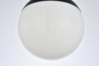 Midcentury Modern Black And Frosted White 1-Light <br>Flush Mount