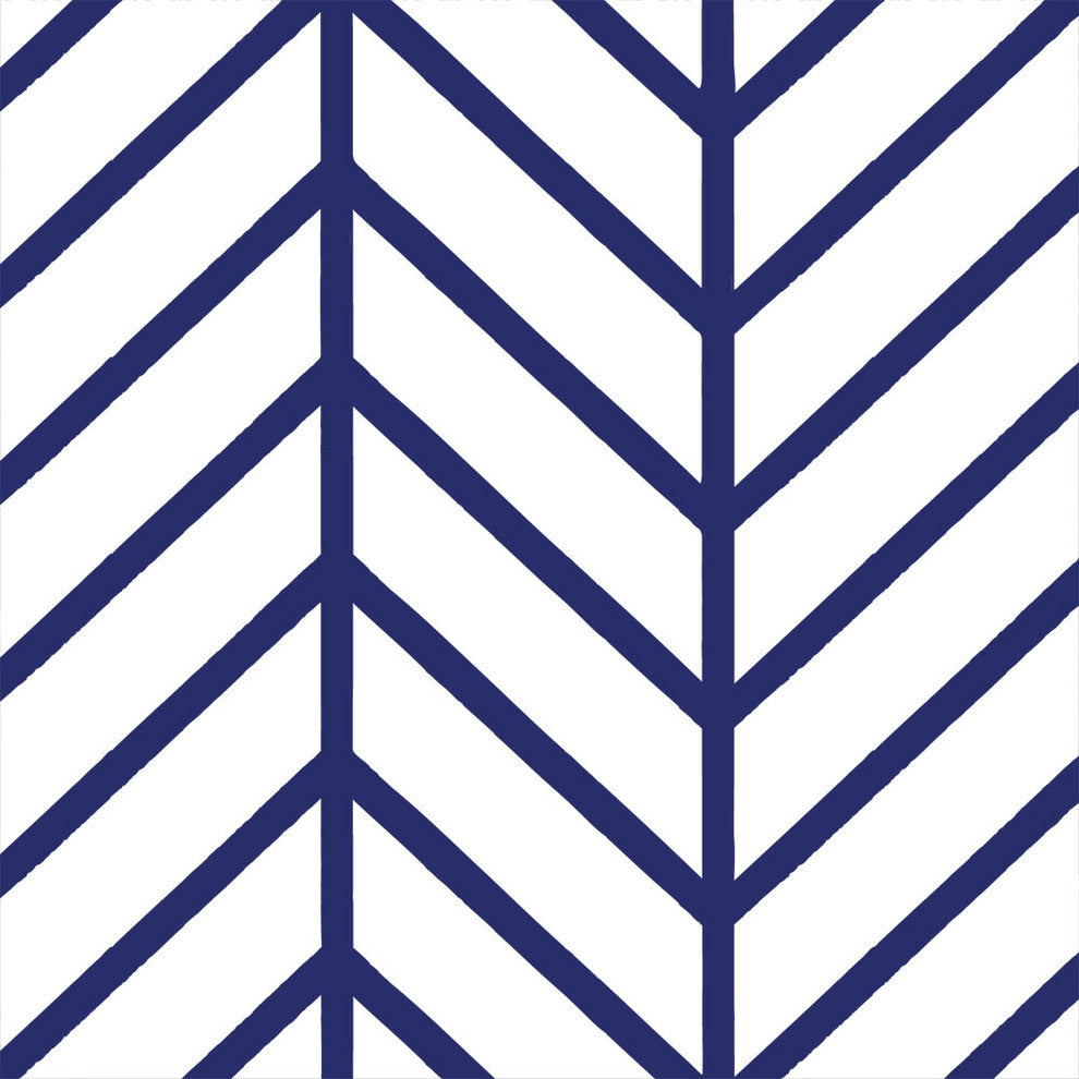 Herringbone Line Peel and Stick Vinyl Wallpaper , Navy, 24"w X 60"h