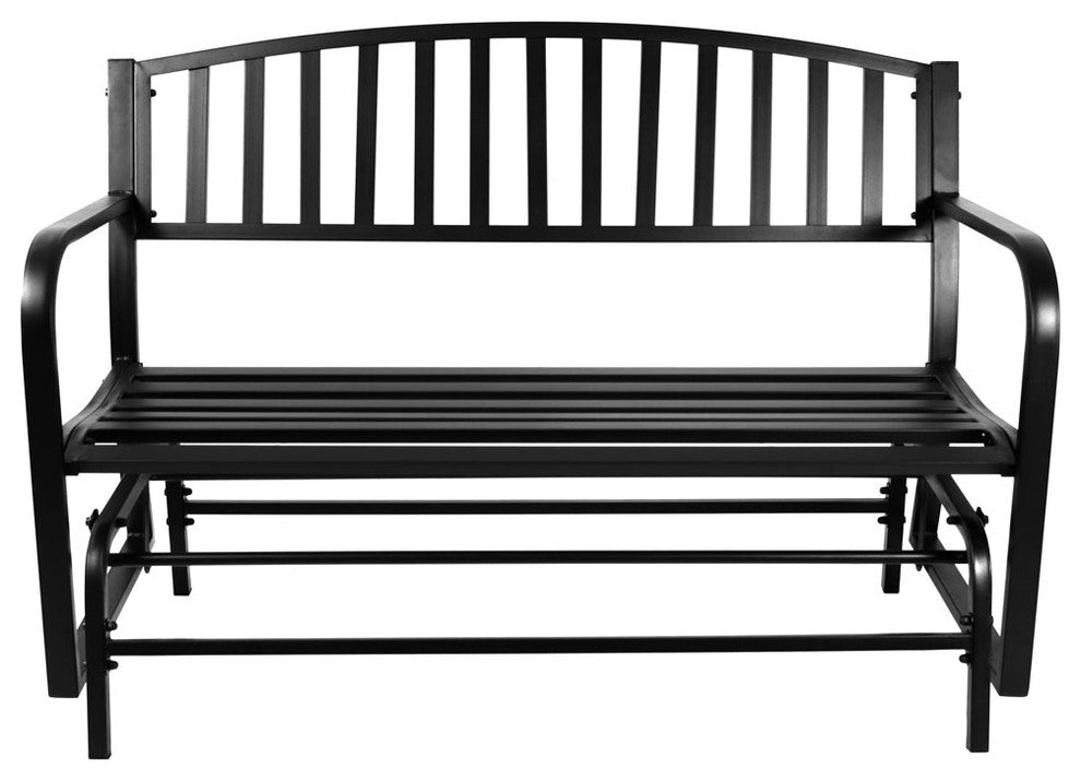 Sunnydaze Black Steel Metal Outdoor Patio Garden Glider Bench - 50-Inch