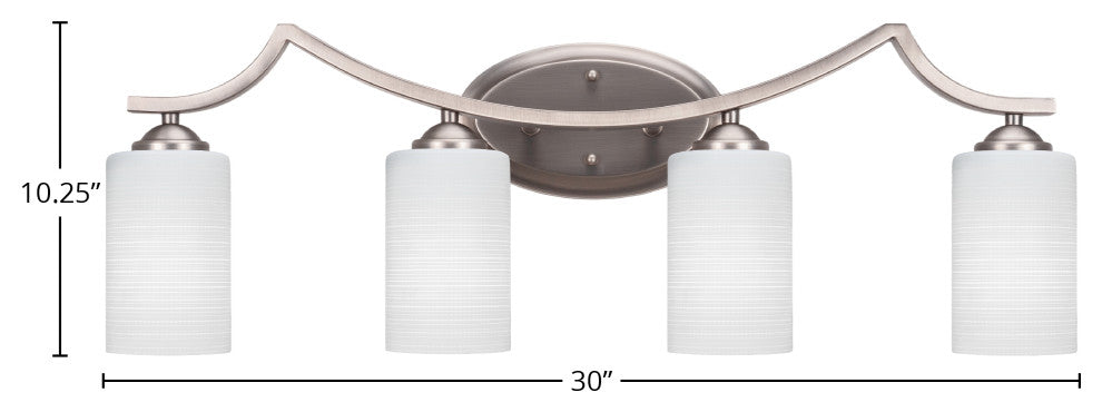 Zilo 4 Light Bath Bar Shown, Graphite Finish With 4" White Matrix Glass