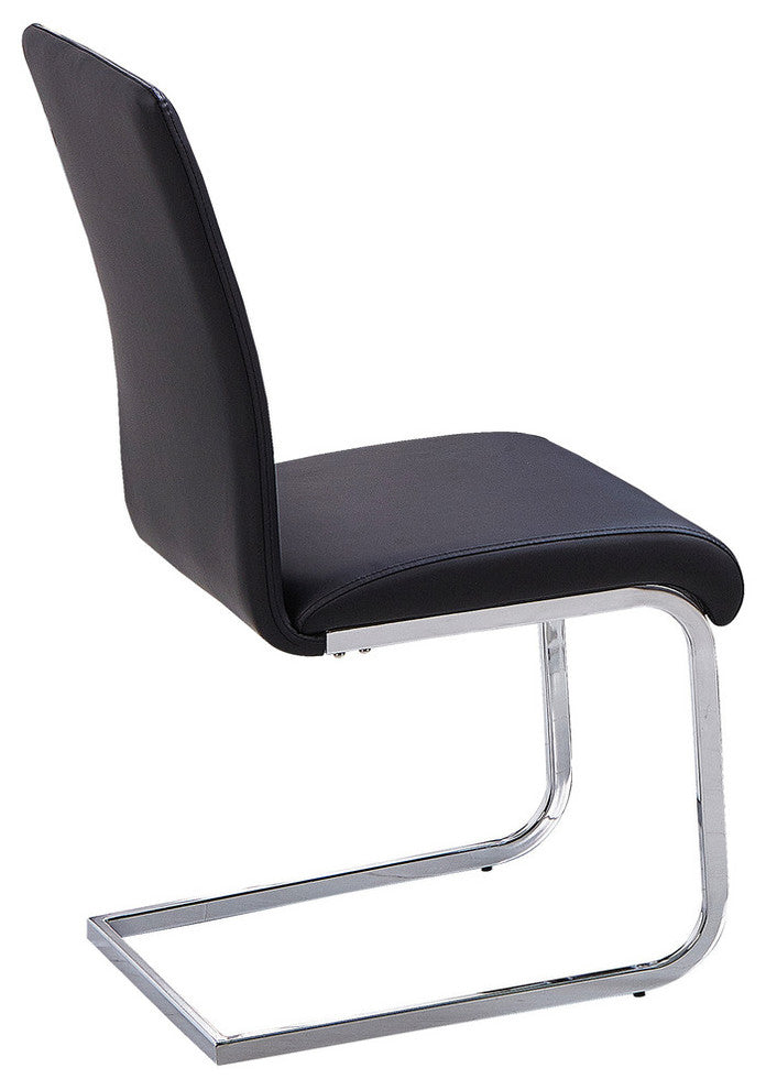 Alison White Modern Chrome Dining Side Chairs, Set of 2, Black