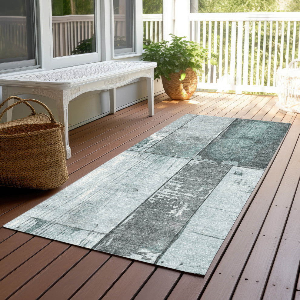 Machine Washable Indoor/Outdoor Chantille ACN1877 Teal 2'3" x 7'6" Runner Rug
