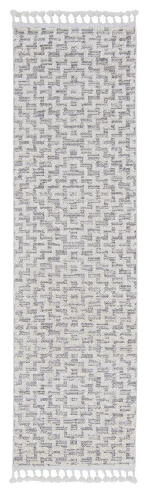 KAS Willow 1104 Ivory Gray Geo Area Rug, Runner