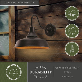 Dorado 1 Light Barn Outdoor Wall Lantern, Dark Bronze/Light Gold, 9"x9"x13"