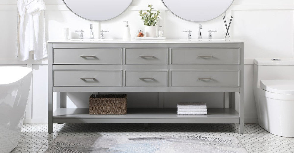 Sally 72" Double Bathroom Vanity, Gray