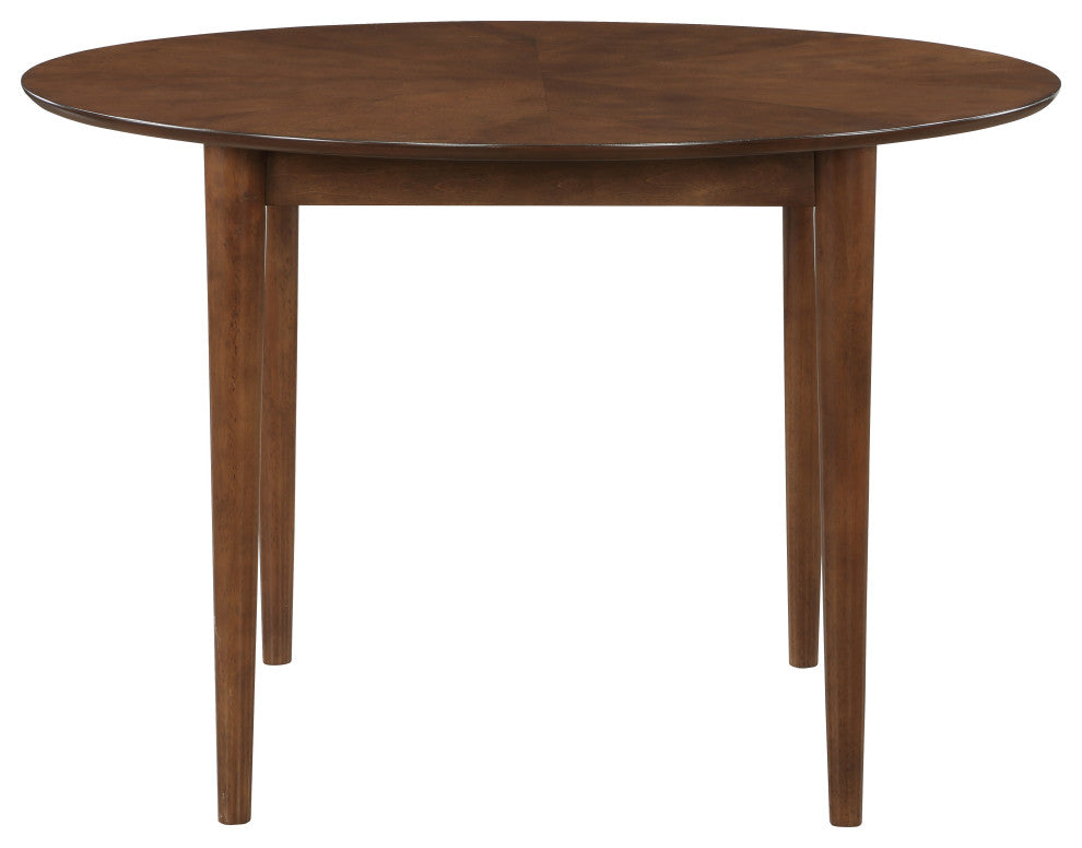 Bonito 5-Piece 47-in. Round Dining Set, Walnut Finish, Midnight Blue Faux Leather