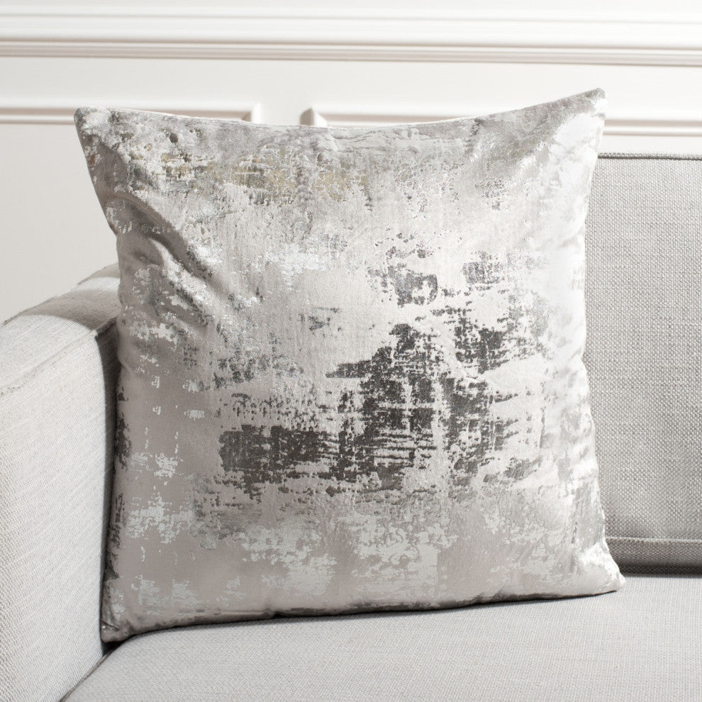 Safavieh Edmee Metallic Pillow, Light Grey/Silver