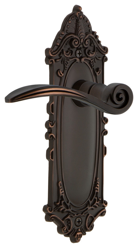 Victorian Plate With Swan Lever, Timeless Bronze, Right-Handed