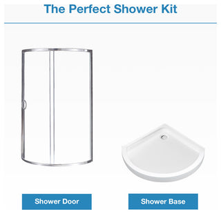Breeze Corner Sliding Door Shower Kit, Clear Panels and Base, Chrome, 36"