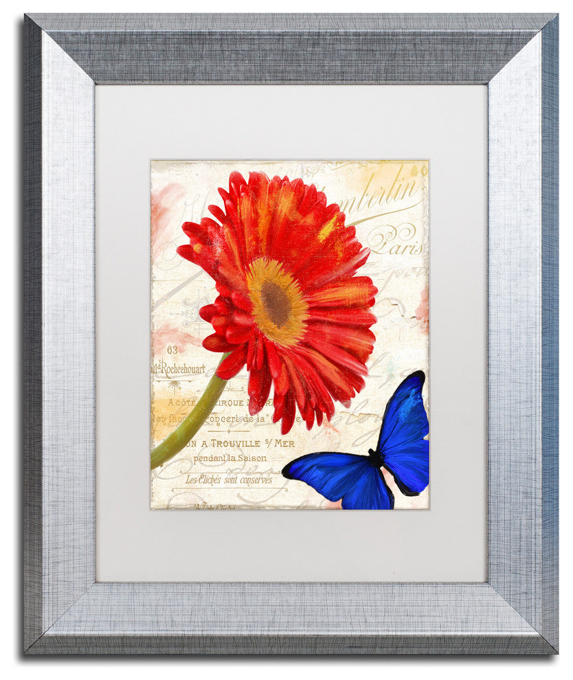 Color Bakery 'Gerbera Daisy' Art, Silver Frame, White Matte, 11"x14"