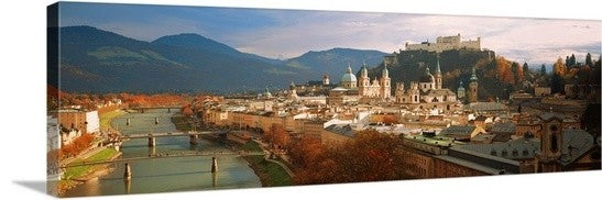 "Cityscape Salzburg Austria " Canvas Art, 60"x20"x1.25"