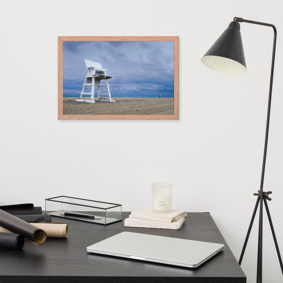 Approaching Storm Landscape Photo Paper Coastal Art Framed Wall Art Print, Red Oak, 12" X 18"