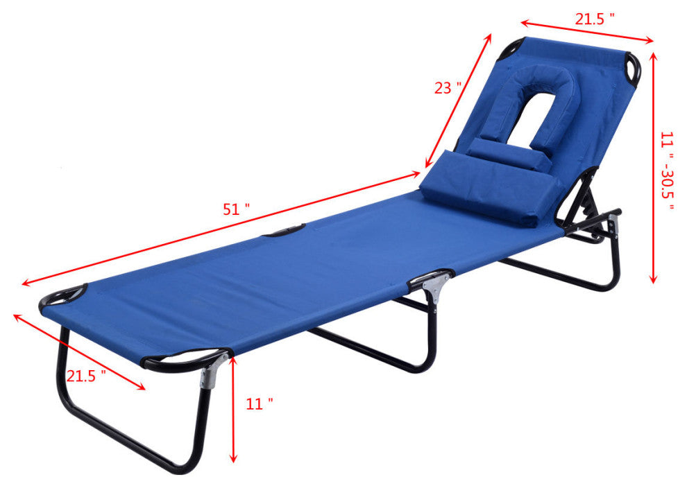 Costway Patio Foldable Chaise Lounge Chair Bed Outdoor Beach Recliner Pool Yard
