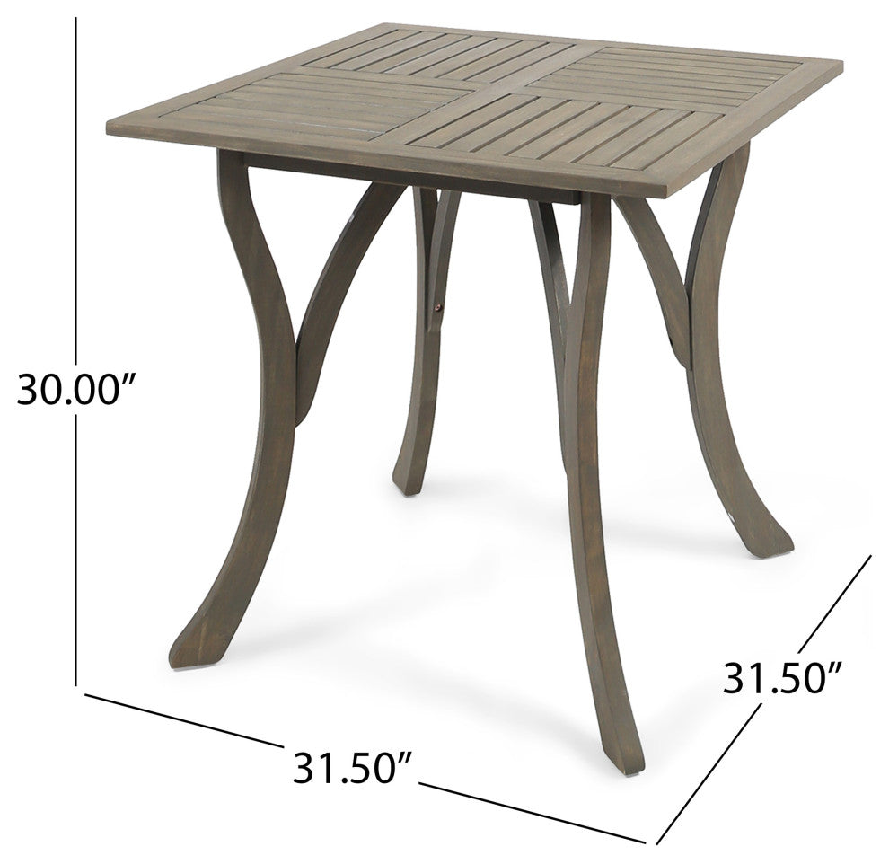 GDF Studio 5-Piece Marcy Outdoor Square Dining Set, Gray/Gray/Silver