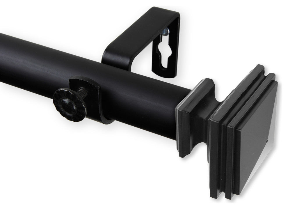 Wilson 1" Curtain Rod, Black, 120-170"