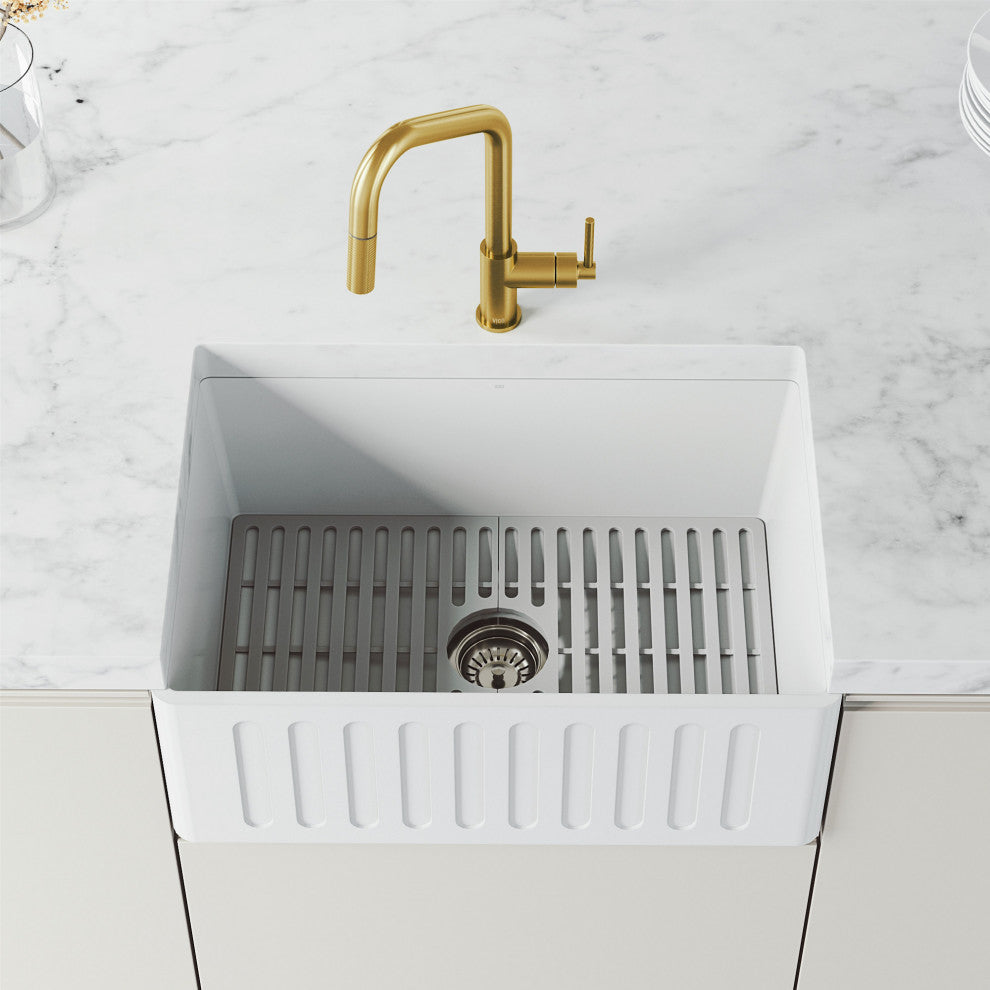 VIGO Utopia 14" H Single Handle Pull-Down Sprayer Kitchen Bar Faucet, Matte Brushed Gold