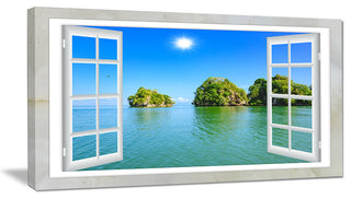 "Open Window To Ocean Islets" Landscape Wall Art Print, 32"x16"