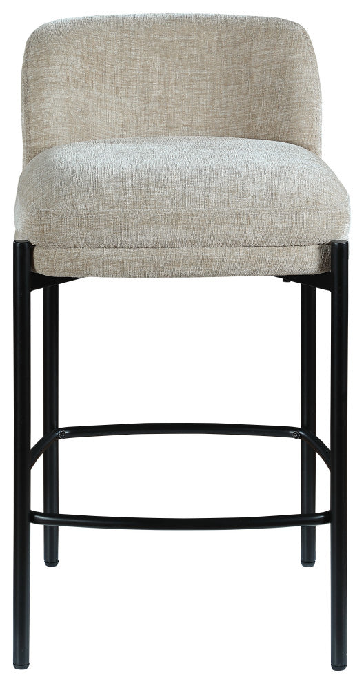 Burton Chenille Fabric Upholstered Stool (Set of 2), Beige