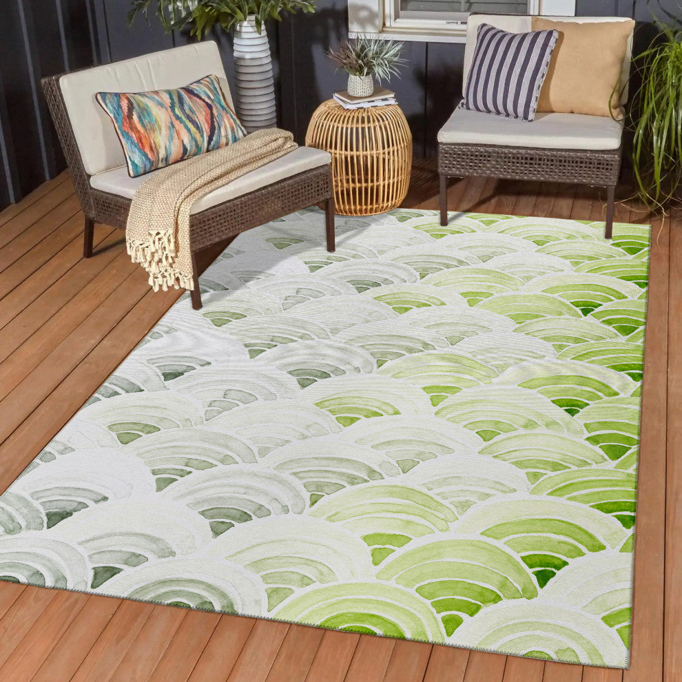 Indoor/Outdoor Seabreeze SZ5 Lime-In Machine Washable 8' x 10' Rug