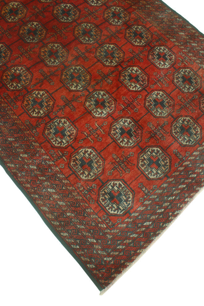Vintage Distressed Dany Red/Black Runner, 3'11x7'8