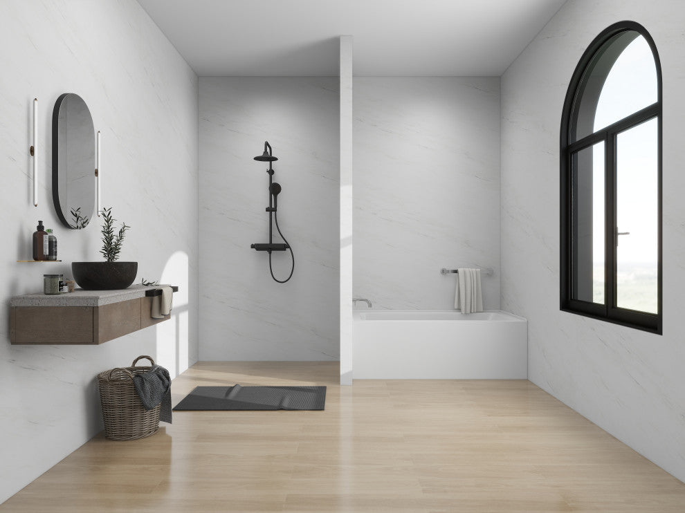 Vanity Art Alcove Soaking Acrylic Bathtub, Pure White, 60"x32", Left