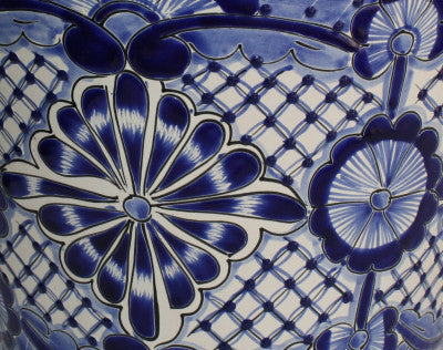 Medium Blue Deco Talavera Ceramic Pot