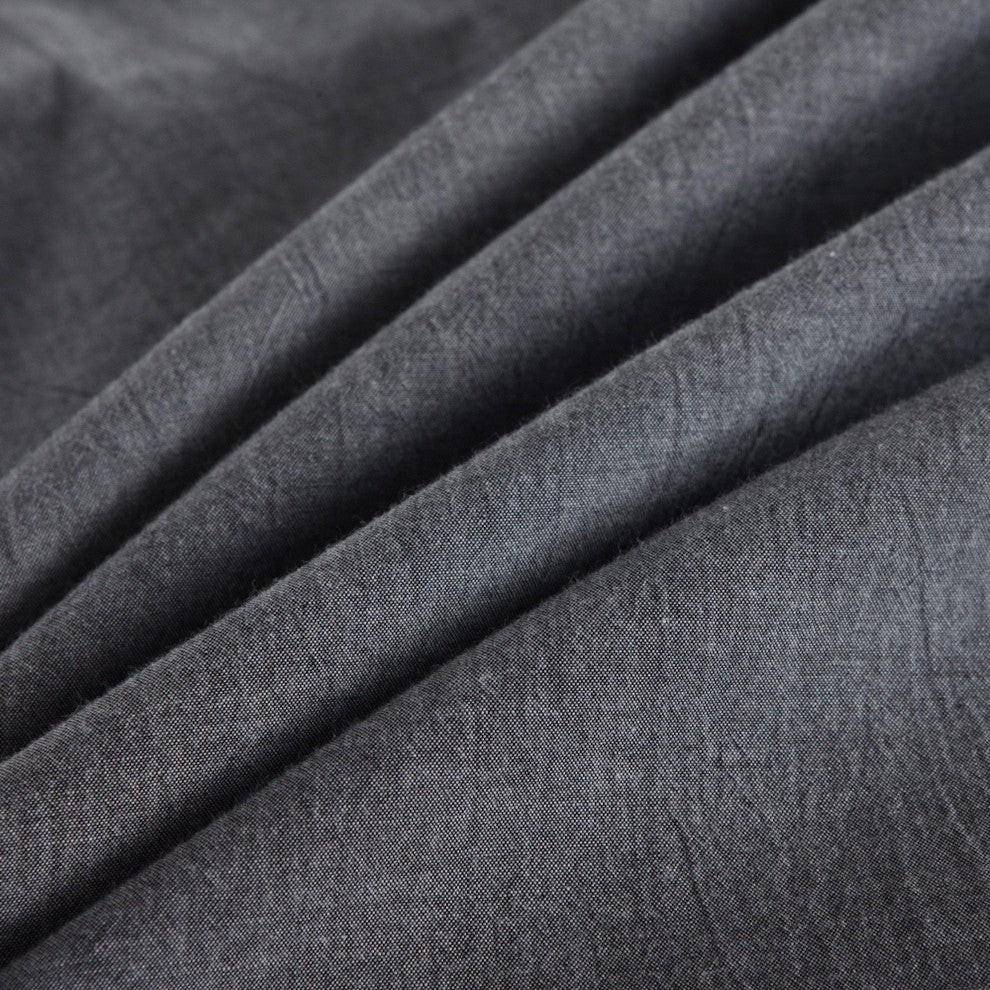 Messy Bed Washed Cotton Duvet Cover and Sham Set, Gray, Full/Queen