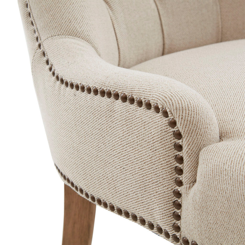 Madison Park Lucas High Wing Back Farmhouse Style Accent Chair, Cream