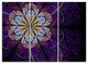 "Blue and Pink Large Fractal Flower" Metal Wall Art, 3 Panels, 36"x28"