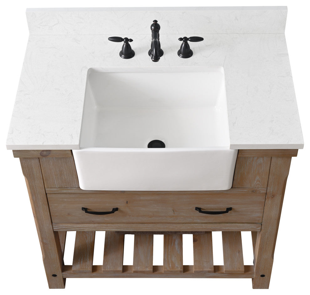 Wesley 36" Bathroom Vanity, Weathered Natural