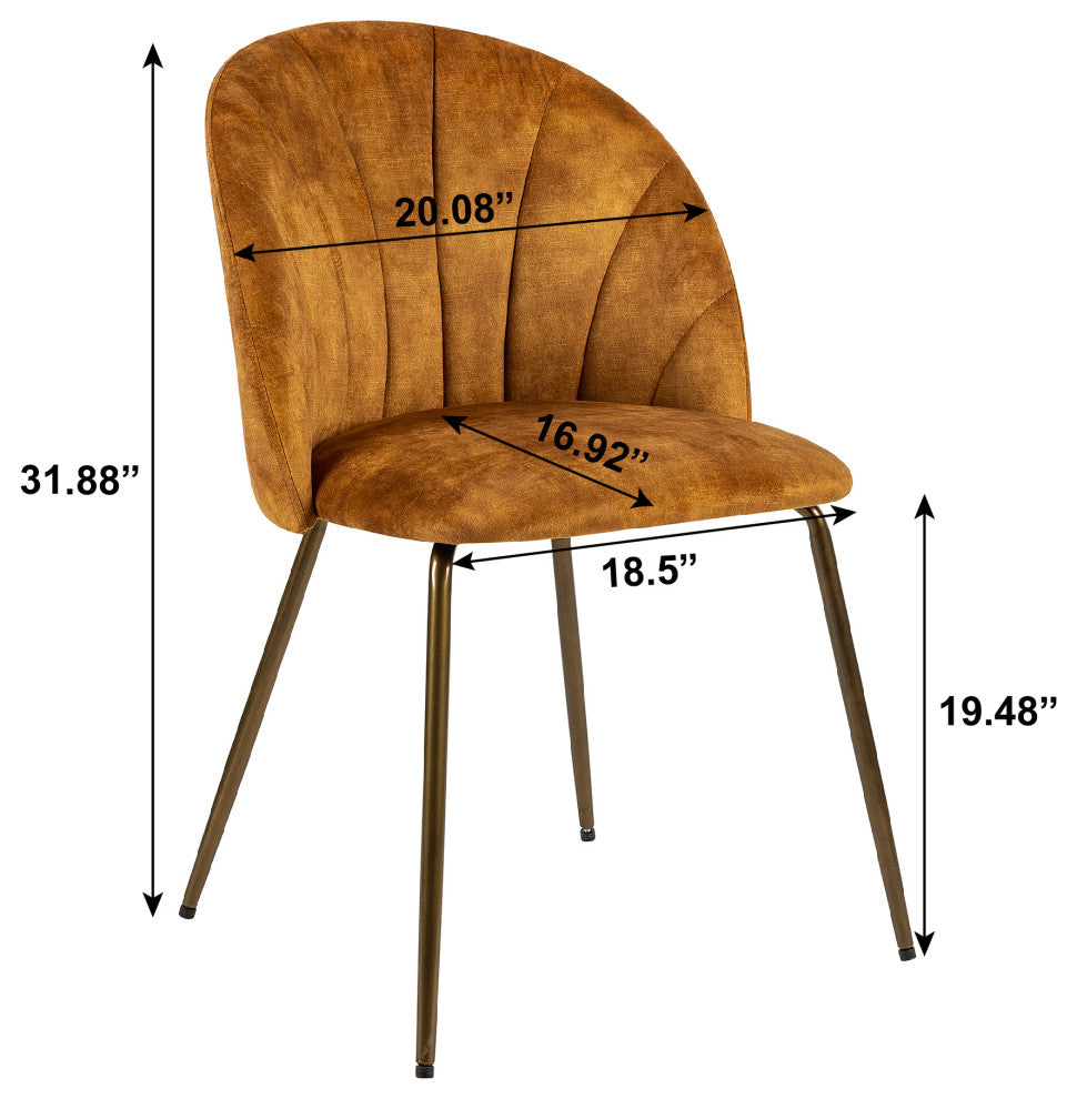 Velvet Brown Dining Chair Upholstered Dining Room Living Room Set of 2