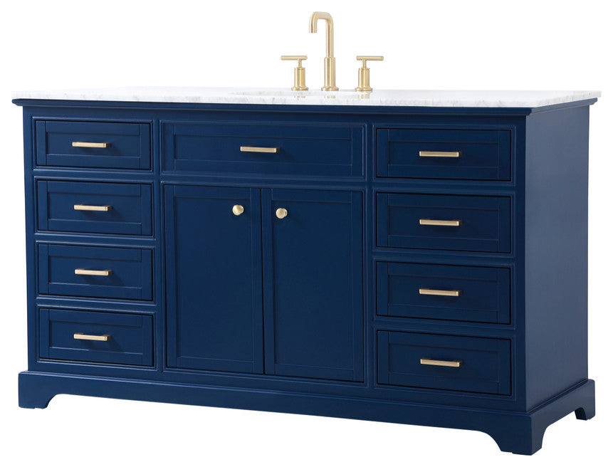 Amber Single Bathroom Vanity, Blue, Blue, 60"