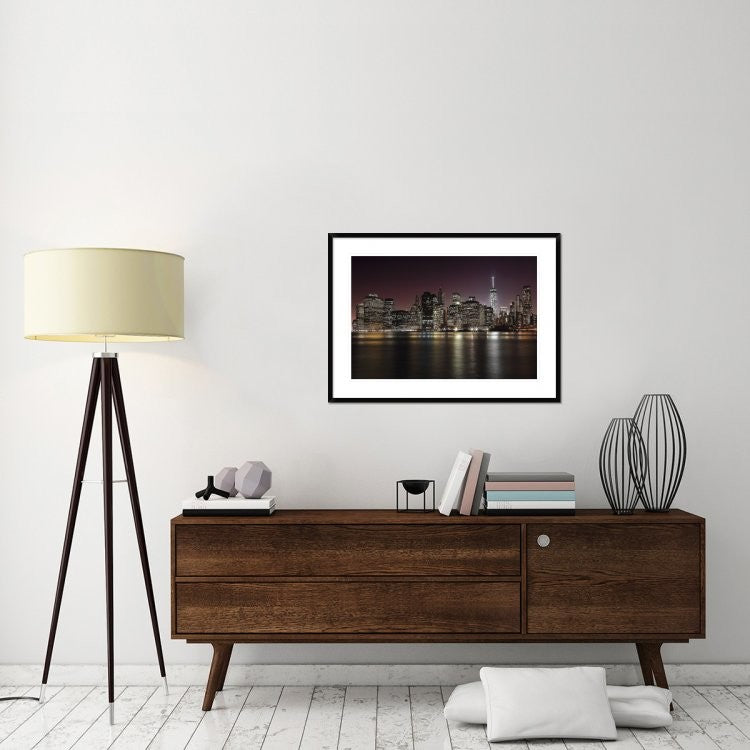 "Nyc Skyline" Framed Digital Print by Nicolas Merino, 38"x28"