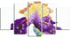 Blooming Blue Yellow Iris, Floral Canvas Art print, 60"x32", 5 Panels