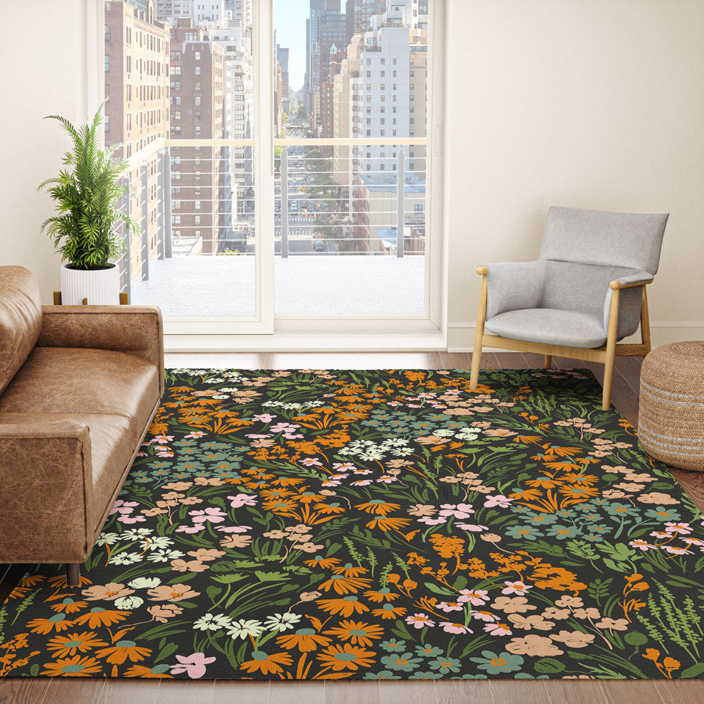 Marta Barragan Camarasa Night in the flowered meadow Area Rug