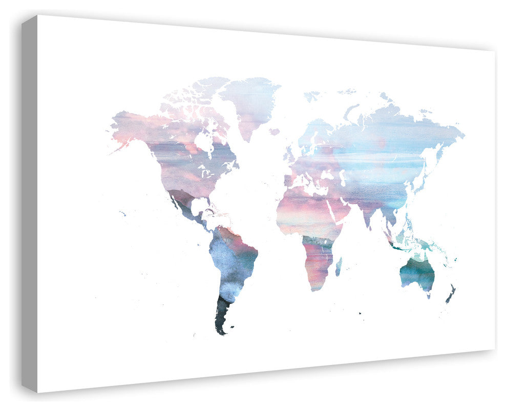 Pastel World Map 24x36 Canvas Wall Art