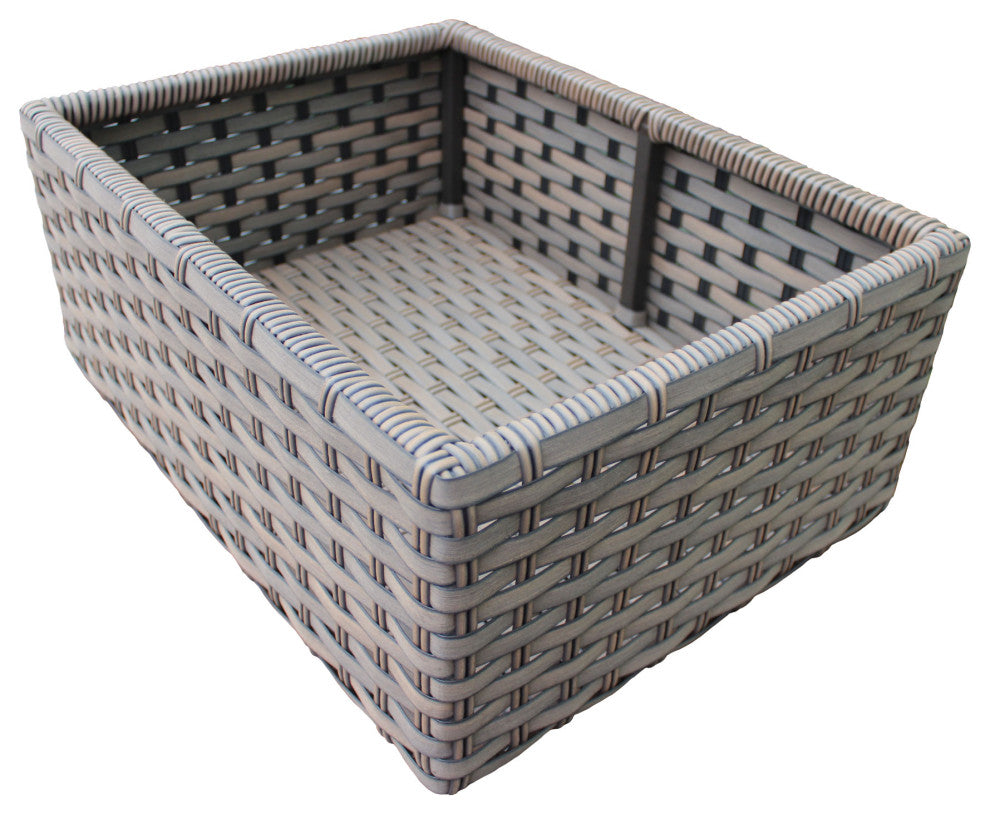 Monterey Bar Table, Cart, Basket, 4 Barstools Wicker Patio Furniture