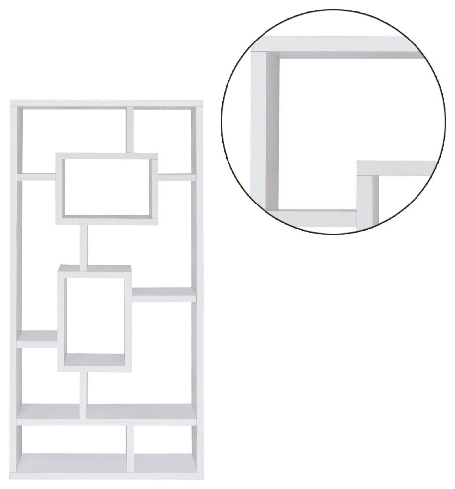10-Shelf Rectangular Bookcase, White