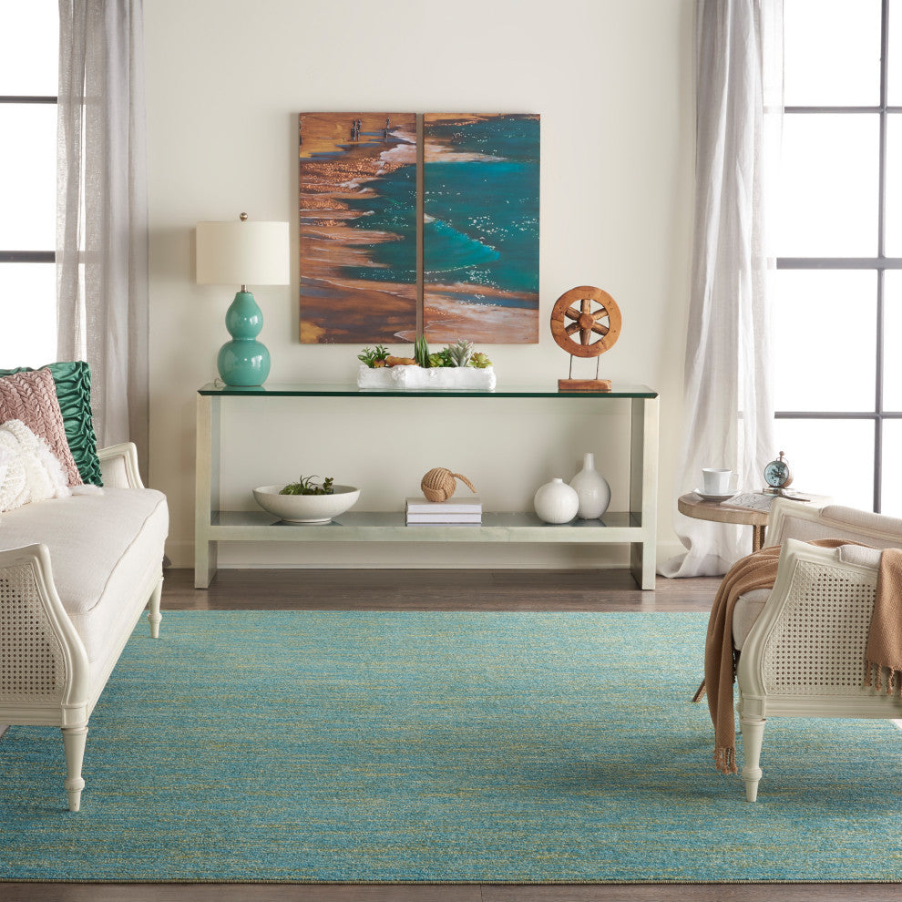 Nourison Essentials 10' x 14' Blue Green Outdoor Area Rug