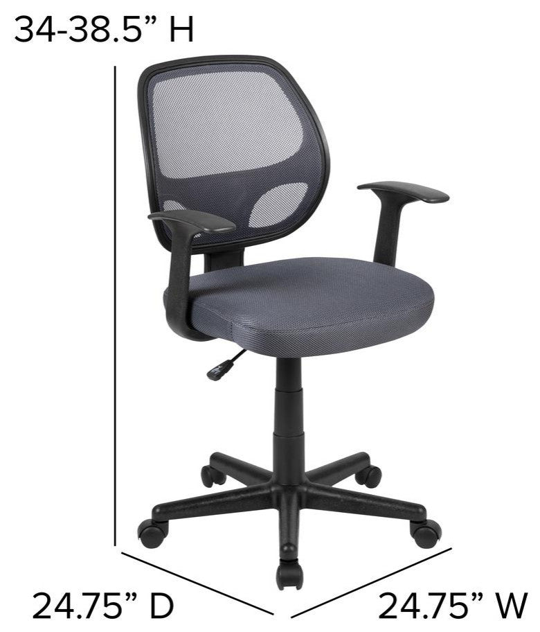 Flash Fundamentals Mid-Back Gray Mesh Swivel Ergonomic Task Office Chair...
