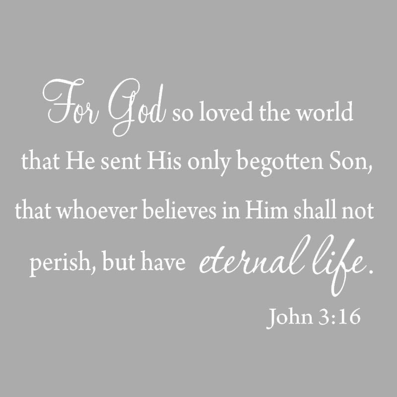 VWAQ For God So Loved The World Wall Decal Quote Religious Bible Verse John 3:16