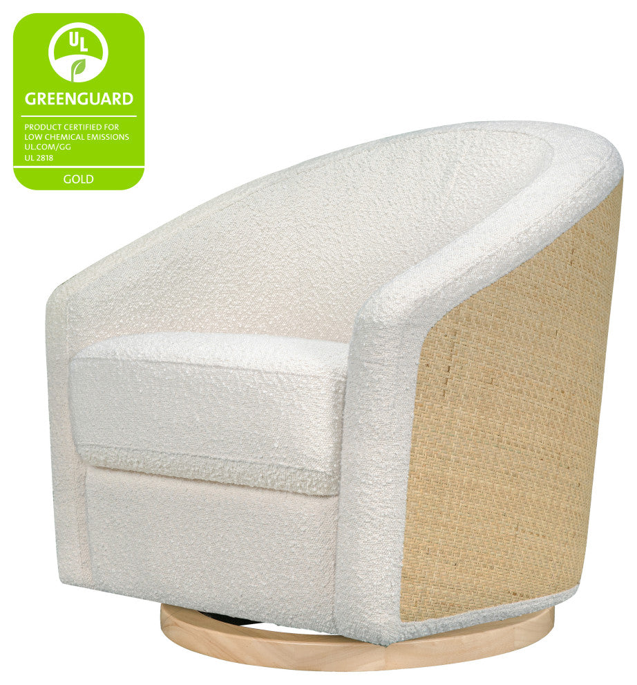 Madison Swivel Glider, Ivory Boucle & Cane With Light Wood Base