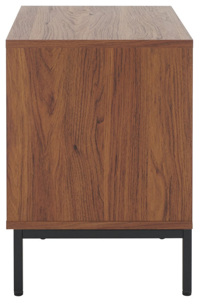 Safavieh Lylia 2 Drawer Nightstand, Walnut/Black