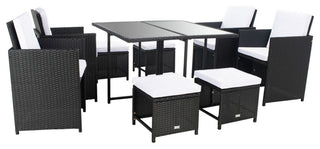 Safavieh Enerson Outdoor Dining Set, Black / White