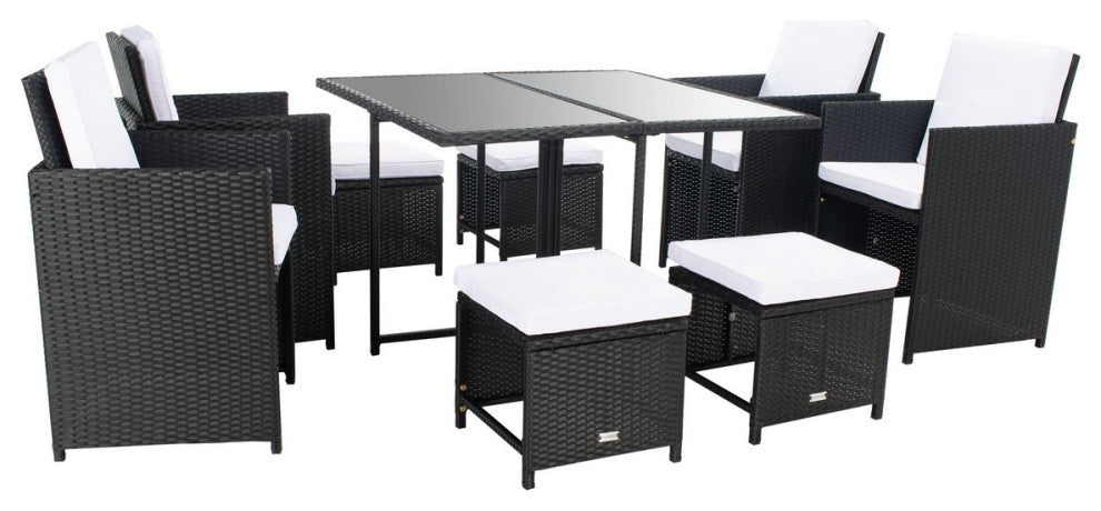 Safavieh Enerson Outdoor Dining Set, Black / White
