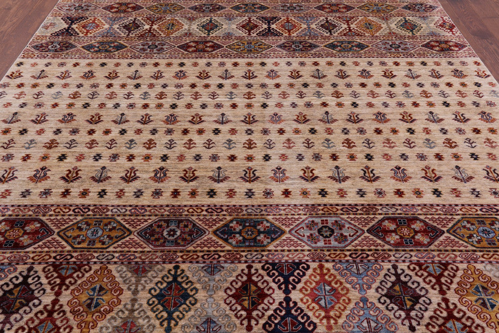 Hand Knotted Tribal Persian Gabbeh Wool Rug 8' 6" X 9' 10" Q8071