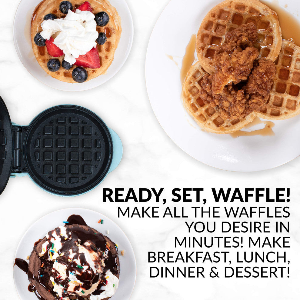 MyMini Personal Electric Animal Circus Waffle Maker, Waffle Iron, Aqua