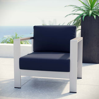 Shore Outdoor Aluminum Armchair, Silver Navy